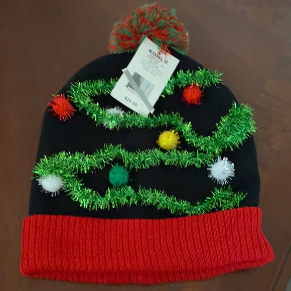 Accessories - New Unisex Christmas tree garland beanie hat